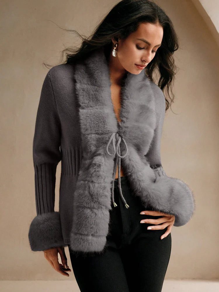 Calenne Strickjacke mit Kunstpelz