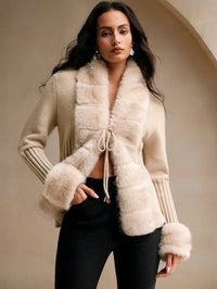 Calenne Strickjacke mit Kunstpelz