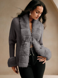 Calenne Strickjacke mit Kunstpelz